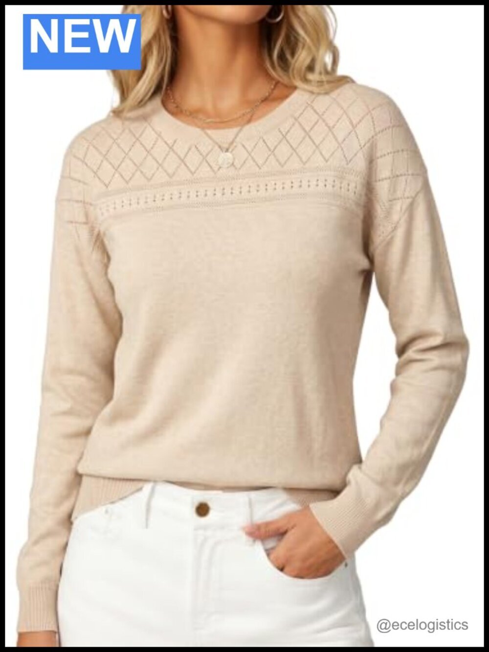 Wool Hollow Out Lightweight Crochet Pullover Sweater Long Sleeve